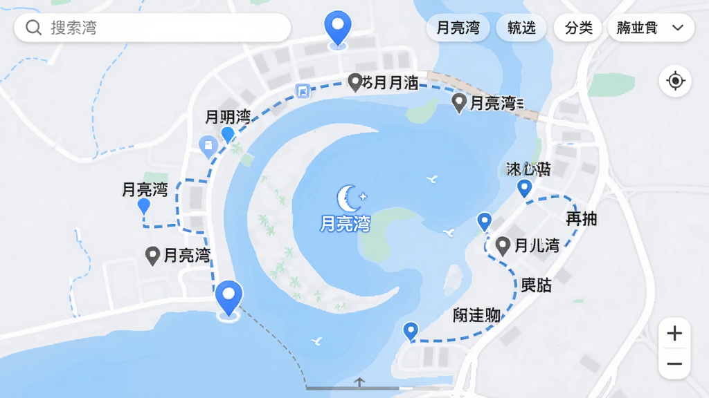 ����Ϊ�����徰��������ͼ���棬����Ϊȫ����ͼ���Ӿ����ǵ㣬�Ű��Ϸ��������������ɸѡ��ť�����Ϊ����ͼ�����磬ϸ�ڰ�����ɫ��λͼ�ꡢ�������Ʊ�ǩ��·�����ߡ�������ˮ�����������ʸ���ɾ��޶���Ԫ��