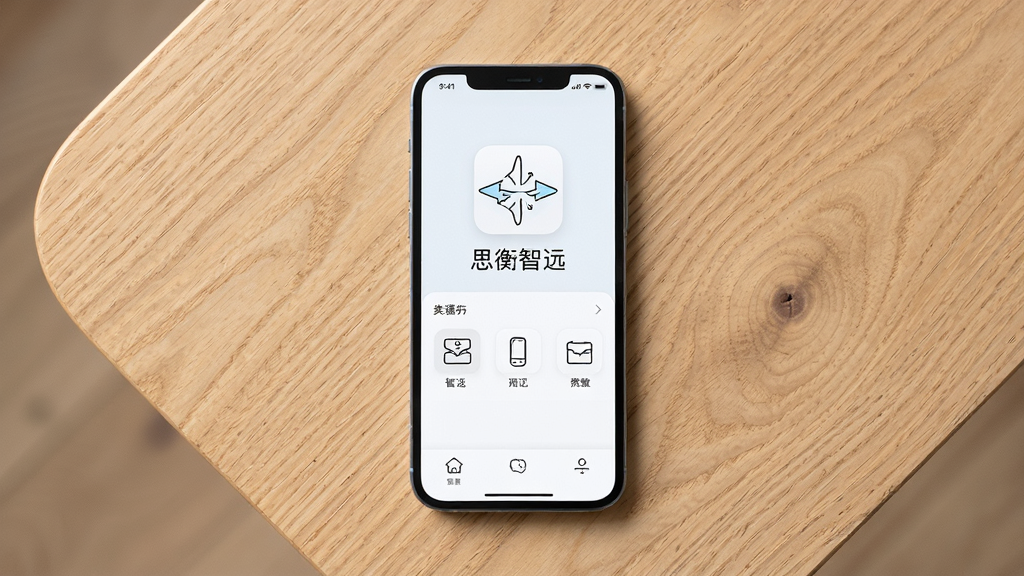 一部手机平放在木质桌面上,屏幕显示