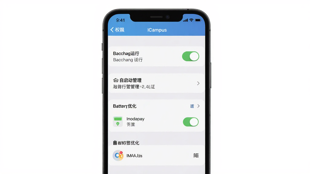 ������ICampus���ֻ��ϵ�Ȩ�����ý��棬����Ϊ�ֻ���Ļչʾ���ò˵����Ű���������б�ʽ�����Ϊ��ˬ����ǳ���ʸУ�ϸ�ڰ�����̨���п��ء�����������������Ż�ѡ�Ȩ������״̬ͼ�꣬���������ɾ��޶���Ԫ�ء�