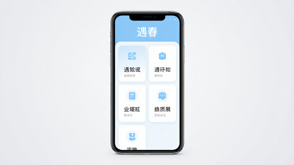 遇春软件主界面全貌展示,手机屏幕居中放置,屏幕内显示简洁的卡片式功能布局,顶部有“遇春”文字标识,整体色调为浅蓝与白色搭配,背景为干净的浅灰色渐变,风格清爽现代,细节清晰,画质干净,无多余元素