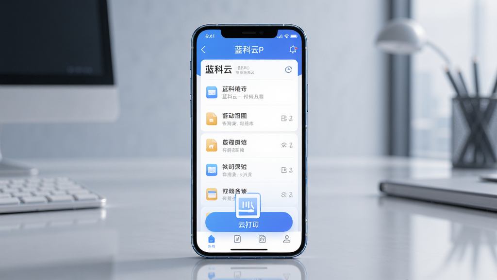 һ��չʾ�������ƶ��칫������ͼƬ�������������ֻ���Ļ��ʾ������APP���棬��������ļ��б����ƴ�ӡ��ť������Ϊ�ֻ����з��ã������Ǽ����ִ��칫���棬���Ϊ3D��Ⱦ�Ƽ��磬ϸ�ڰ����ֻ���Ե�Ĺ���С�����ͼ�������ɼ�����������΢���⣬����Ϊ4K���壬�ɾ��޶���Ԫ��