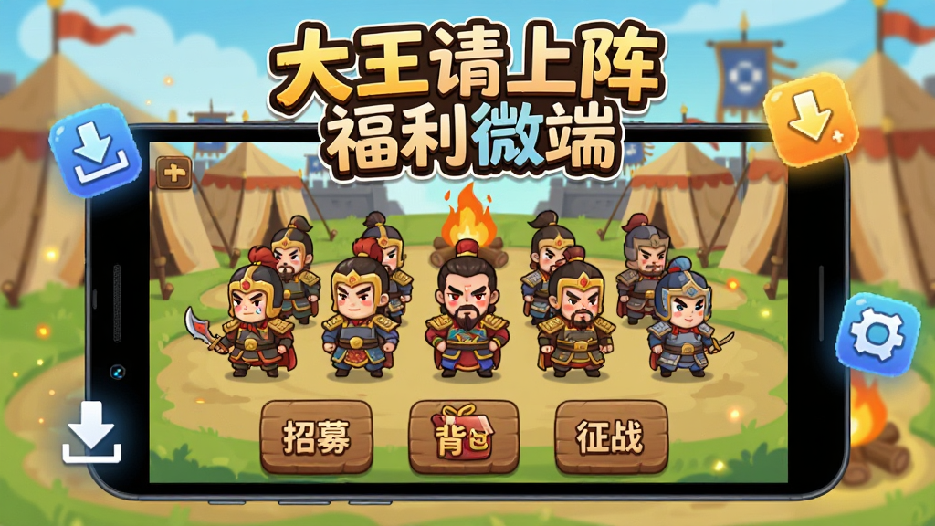 一部安卓手机屏幕显示游戏主界面,顶部有