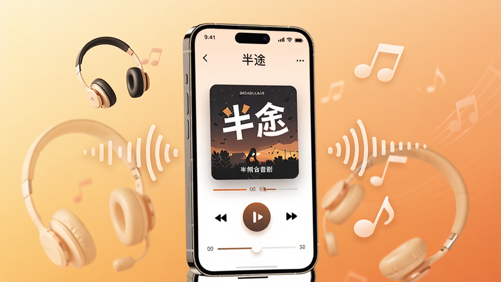 画面中央是一部智能手机,屏幕上显示着一款名为