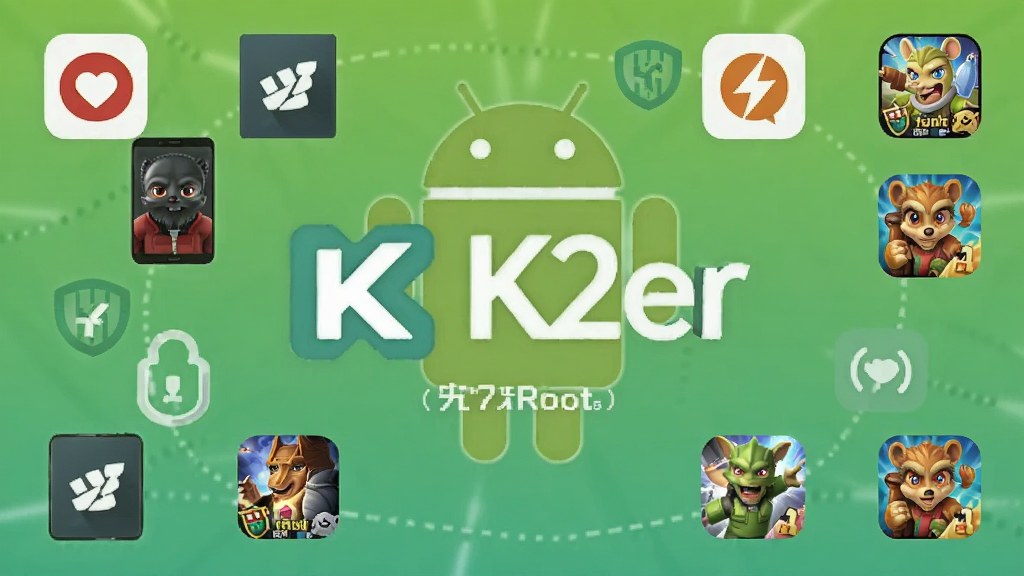 һ��չʾK2er��Root���м����Ե�ʾ��ͼ����������Ϊ��׿������ͼ����K2er��־����Χ���ƶ���ֻ�Ʒ��Logo����Ϸͼ�꣬����Ϊǳ��ɫ���䣬���Ϊ�����Ϣͼ��ϸ����ͻ������������Root���ԣ������������޶���Ԫ��
