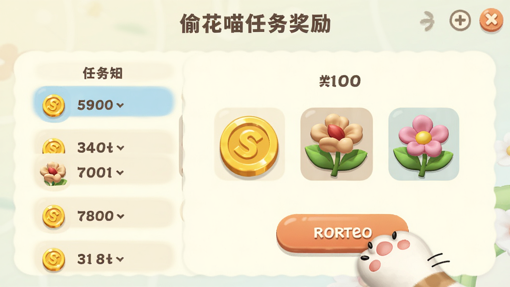 ͵�������������棬����չʾ�����б��ͽ���ͼ�꣬����뻨��ͼ����Ŀ������Ϊ���ǳɫ��һֻ��ͨèצָ������ť�������������죬��������