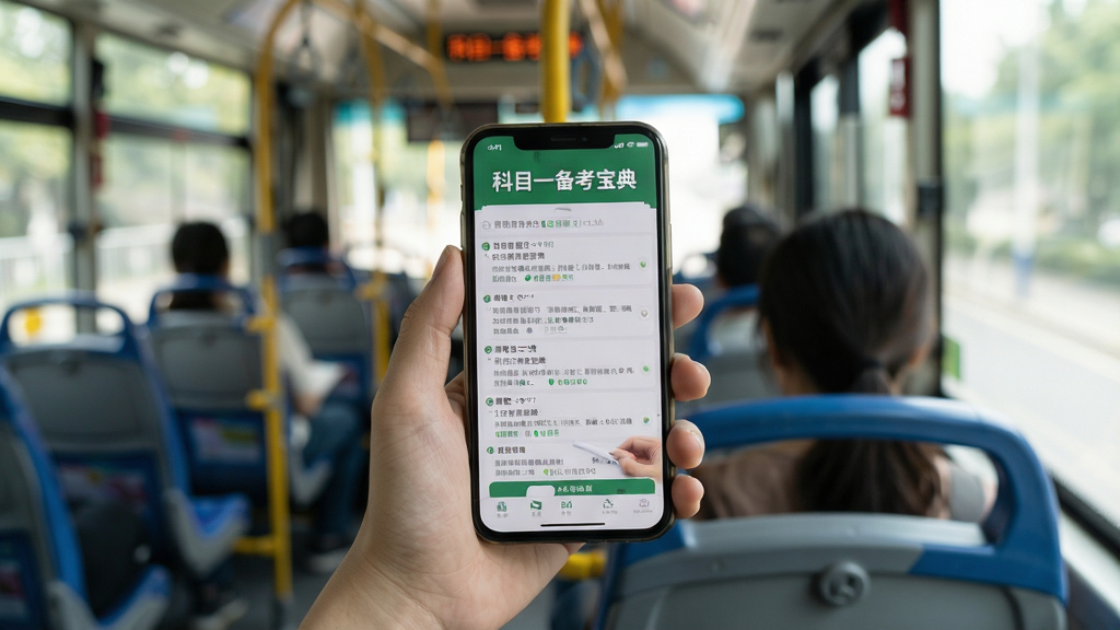 一位年轻人坐在公交车上用手机打开