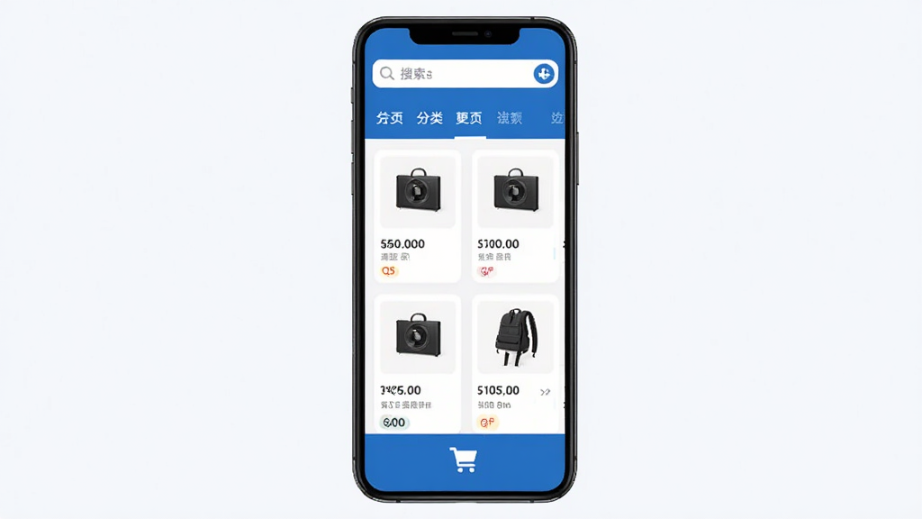 ��Ҳ����ͳһ�������ܽ��棬����չʾ�ֻ���Ļ�ڶ����Ʒ��Ƭ�������У�������������������ǩ���ײ��й��ﳵͼ�꣬��������ɫΪ��ɫ���������ɾ����࣬��������Լ����������
