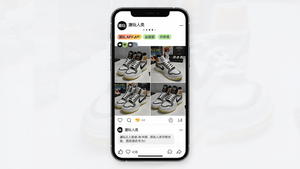 ��������APP���������������ҳ�Ľ���չʾͼ������Ϊ�ֻ���Ļ����һƪ��Ь�������ӣ�����Ϊ�����û�ͷ�����ǳơ��в�����ʵ�Ĵ�ͼ���ײ������ղ����������Ű��η��������Ϊ�罻�����Ӿ���ϸ�ڰ���ͼƬ�ֲ�Բ�㡢�����ǩ�������������ݣ����������ɾ����޶���Ԫ�أ�ͼƬ�����ֱ�ע���������ࡱ