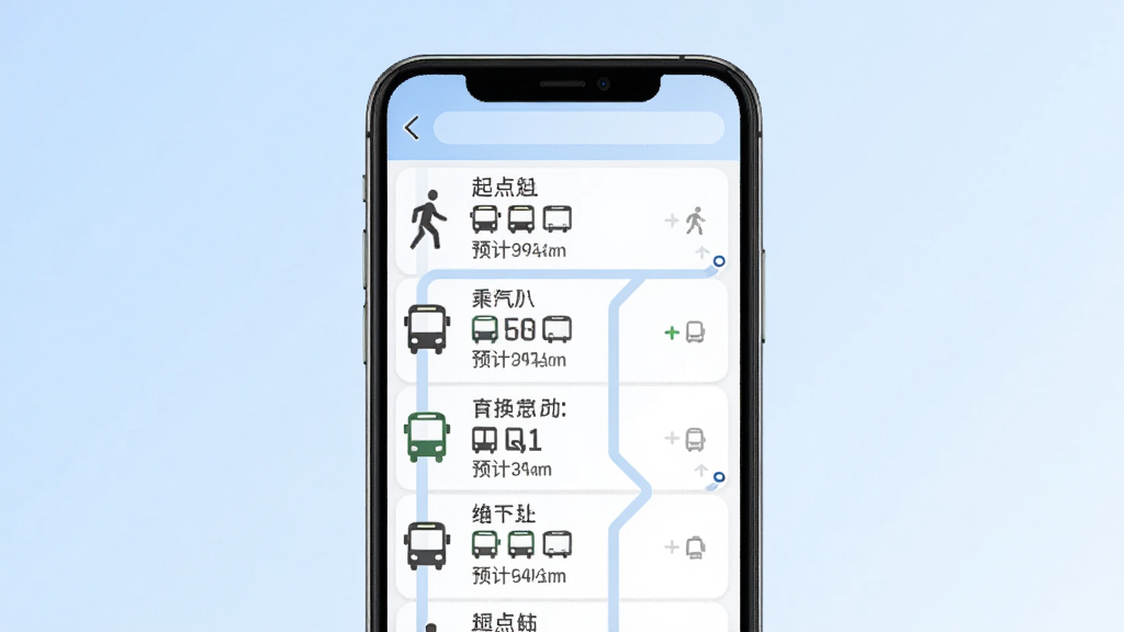 �����˳��ٲ黻�˷����滮����ͼ���ֻ���Ļ��ʾ����㵽�յ�Ķ�������·���б���ÿ��·�߰�������ͼ�ꡢ������·�ź�Ԥ��ʱ�䣬����Ϊ����ɫ���䣬����Լ���񣬻��ʸɾ����޶���װ��