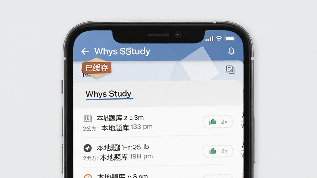 һ��չʾ Whys Study ������⹦�ܵ�ʾ��ͼ���ֻ���Ļ��ʾ���ѻ��桱��ǩ�ͱ�������б�������Ϊǳ��ɫ����������Լ��ϸ�����������ʸɾ����޶���Ԫ��