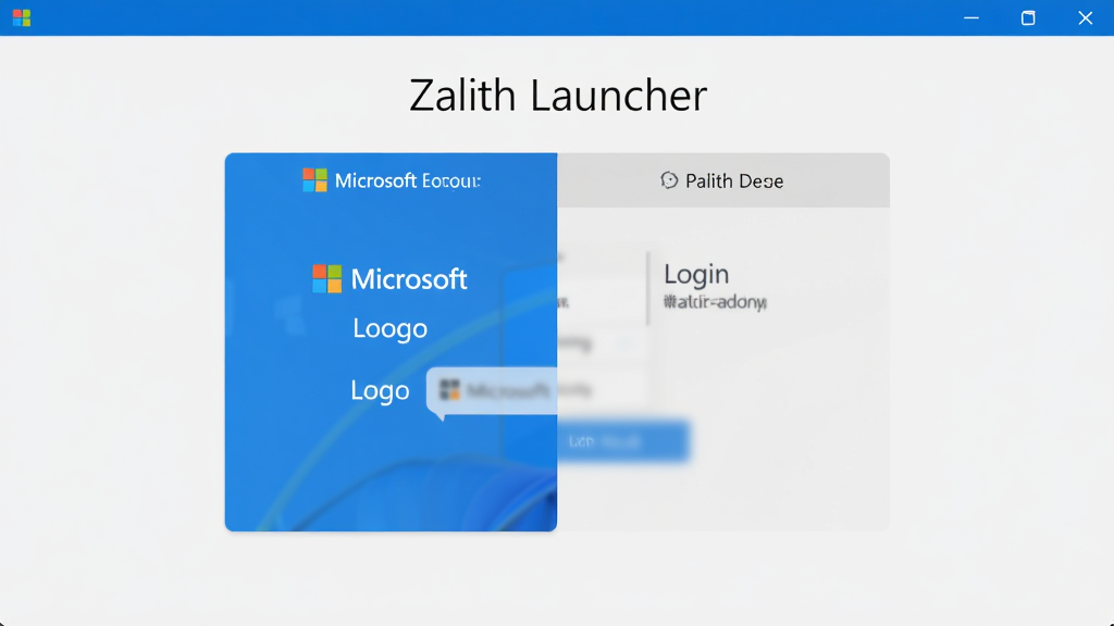 一张 Zalith Launcher 账户登录界面的示意图,画面中显示微软登录与离线登录两个选项卡,界面简洁,配色以蓝灰为主,排版居中,风格清爽,细节到位,画质高清,干净,无多余元素