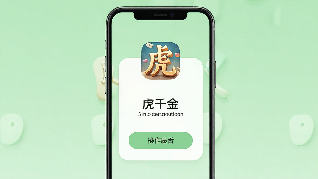 主体是一部手机展示应用安装完成后的欢迎界面,布局为居中展示,排版上方为应用图标、下方为操作提示文字,风格为清新简约风,细节包括浅绿色背景、白色卡片式布局、简洁的按钮设计,画质高清、干净、无多余元素,画面中文字“虎千金”