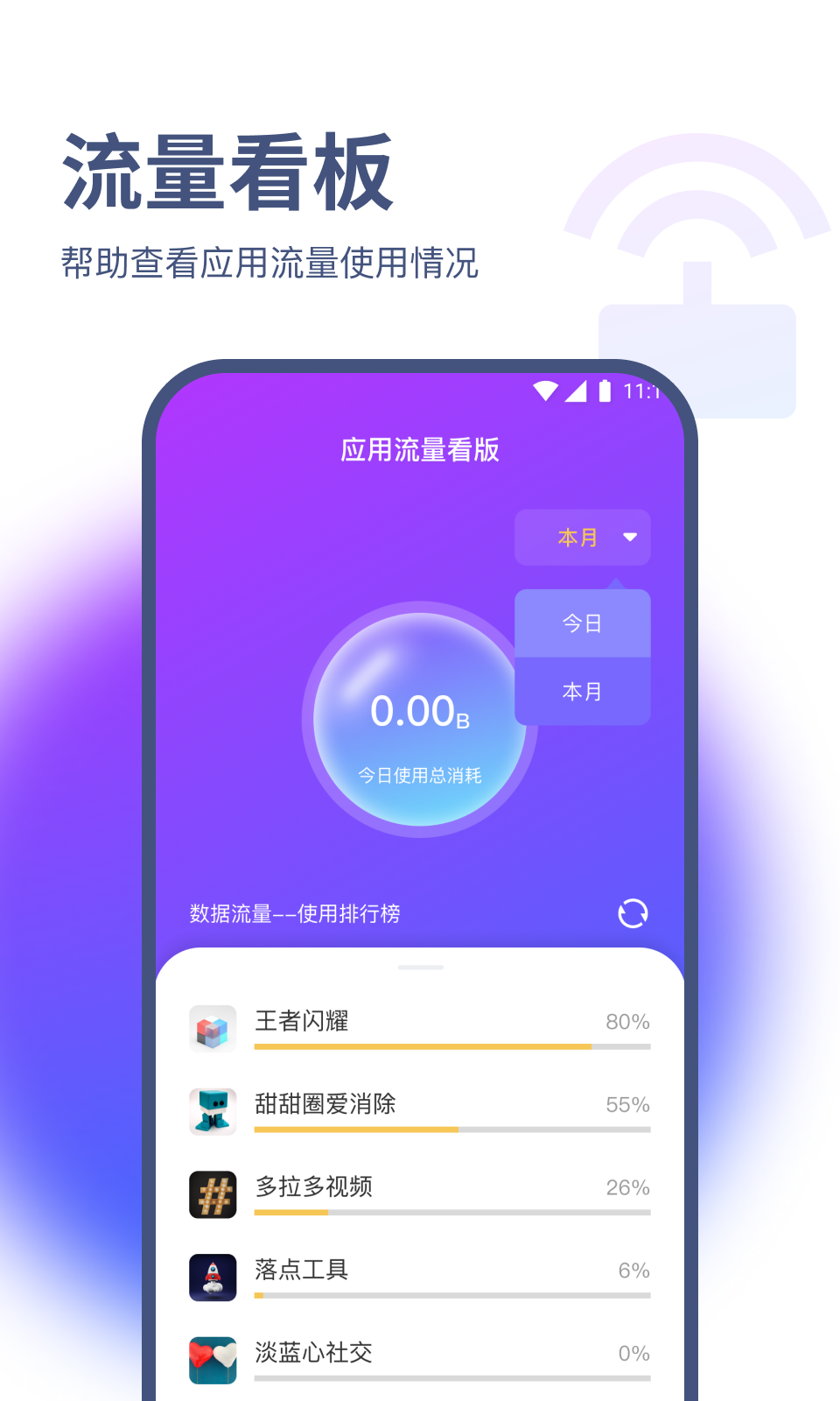青崖流量顾问 安卓版 使用界面