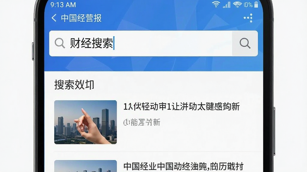 中国经营报安卓版应用内的搜索功能界面,搜索框中输入了财经关键词,下方展示出相关的历史文章列表,界面布局清晰,风格现代,画质清晰,干净,无多余元素