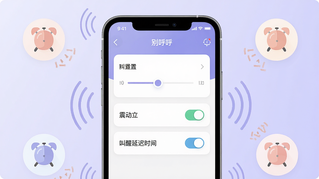 һ��չʾ�����App�Զ����ѹ��ܵ�ʾ��ͼ������������һ���ֻ���Ļ��ʾ�����App�Ľ������ý��棬��Ļ�����������顢�𶯿��غͽ����ӳ�ʱ��ѡ��ֻ���Χ��������͵�����ͼ����𶯲��Ʒ��ţ�����Ϊǳ��ɫ���䣬����Ϊ�ֻ����У�����ͼ�껷�����ܣ�������±�ƽ����ϸ�ڰ���
