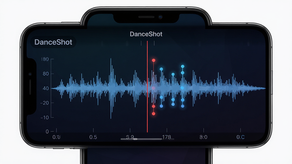 һ��չʾ DanceShot ���ܽ���ʶ���ܵ�ͼƬ������Ϊ�ֻ���Ļ��д����Ļ����ʾ��Ƶ�������ܼ��Ľ��ı�ǵ㣬һ����ɫ��������������λ�ã�����Ϊ��Ļ���зŴ󣬱���Ϊ��ɫ���䣻�����Ƽ��У�ϸ�ڰ������θߵ���������ĵ㷢�⡢ʱ��̶����������ʸ���ɾ����޶���Ԫ�أ���Ļ�пɴ��� DanceShot ����