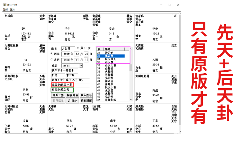 紫薇排盘 安卓版 解读界面