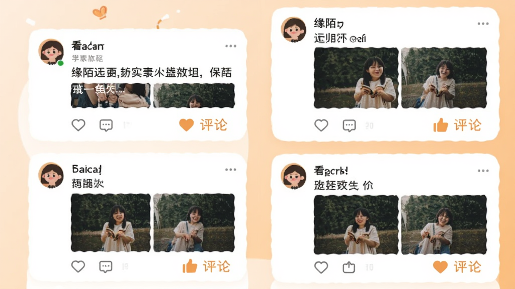 ԵİAPP��̬�㳡���棬�ֻ���Ļչʾ�����û���̬��Ƭ������ͷ���������ݡ�ͼƬ����ͼ��������۰�ť������Ϊ��ɫ��ǳ��ɫ���䣬��������ů�������������޶���Ԫ��