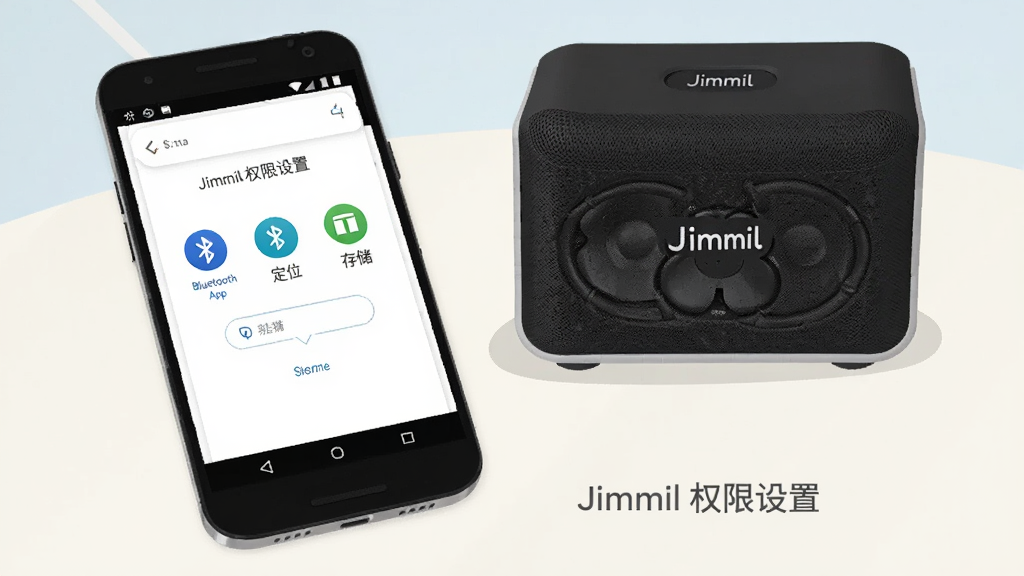 һ����׿�ֻ���Ļ��ʾJimmil App��Ȩ����������ҳ�棬ҳ��������������λ���洢����Ȩ��ͼ�꣬�ֻ��Ա���һ̨Jimmil���䣬����Ϊǳɫ���棬���Ϊ����ƽ�廭�����ʸɾ����޶���Ԫ�أ�ͼƬ�д�������