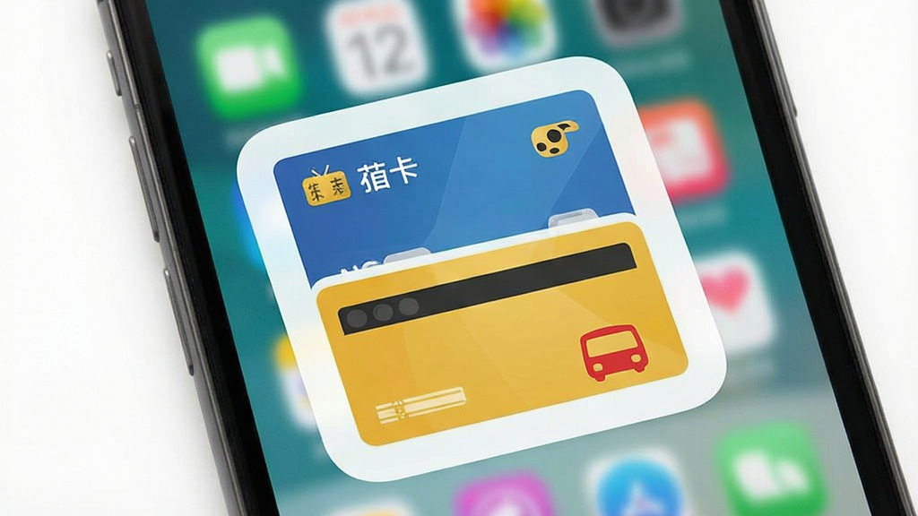 一张展示NFC门禁公交助手快捷刷卡功能的界面图。主体是一部手机的主屏幕,屏幕上有一个显眼的桌面小组件,小组件内显示了两张虚拟卡片,分别是门禁卡和公交卡。布局上,手机屏幕占满画面,小组件位于屏幕中央偏上位置。排版简洁,风格为扁平化UI设计。细节上,小组件有圆角矩形背景,卡片图标清晰,画质清晰,干净,无多余元素。