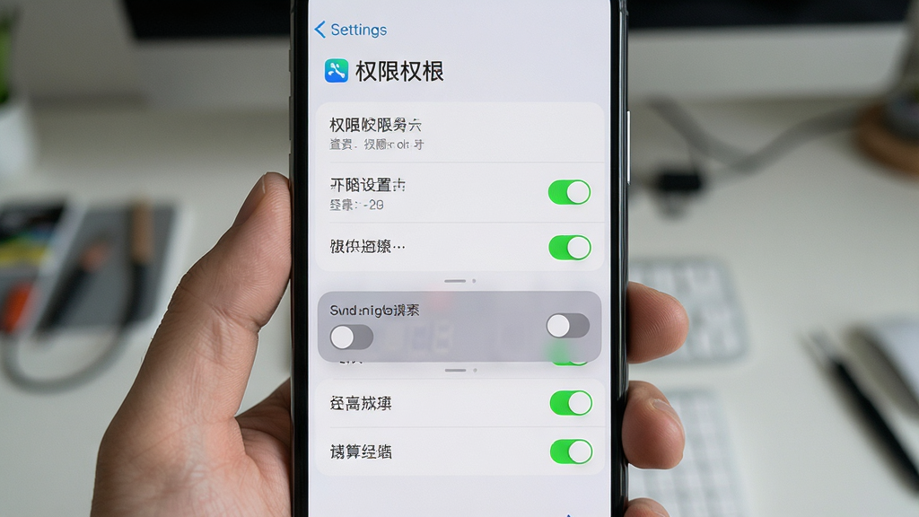 超实用计算器 新手安装设置界面展示,主体为手机屏幕,屏幕上显示应用权限设置页面与悬浮窗开关,布局为垂直列表,排版清晰,风格为系统设置UI,细节上开关按钮有绿色高亮,背景为浅色,画质高清,干净,无多余元素