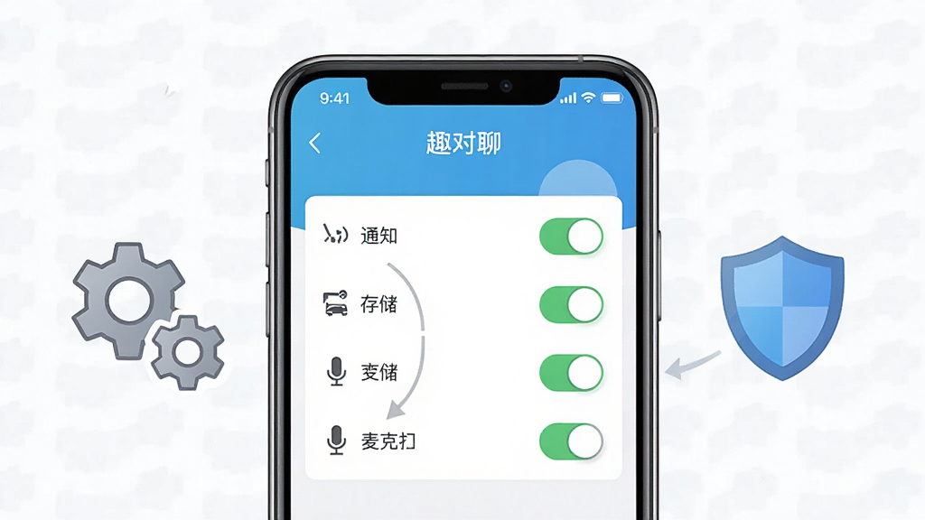 一张展示手机应用安装设置步骤的示意图,画面中一部手机屏幕显示