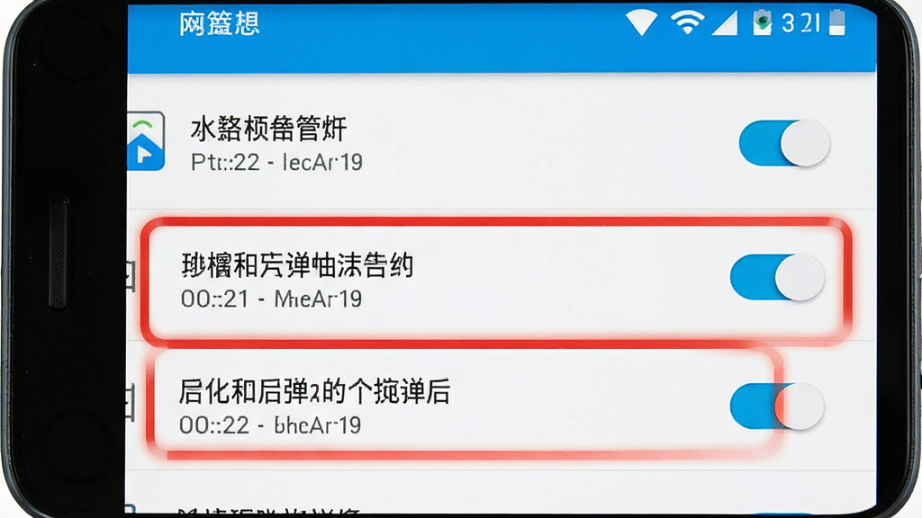 一张展示安卓手机权限设置界面的操作示意图,画面主体为手机屏幕显示应用权限管理列表,屏幕内高亮标注悬浮窗与后台弹出界面两个权限开关,布局为竖向列表排版,风格为清晰直观的教程截图风格,细节包含权限名称文字、开关按钮状态、高亮指示框,画质高清,干净无多余元素。