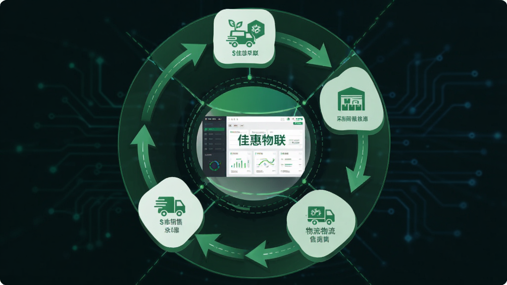 农业供应链全流程协同示意图,画面主体为