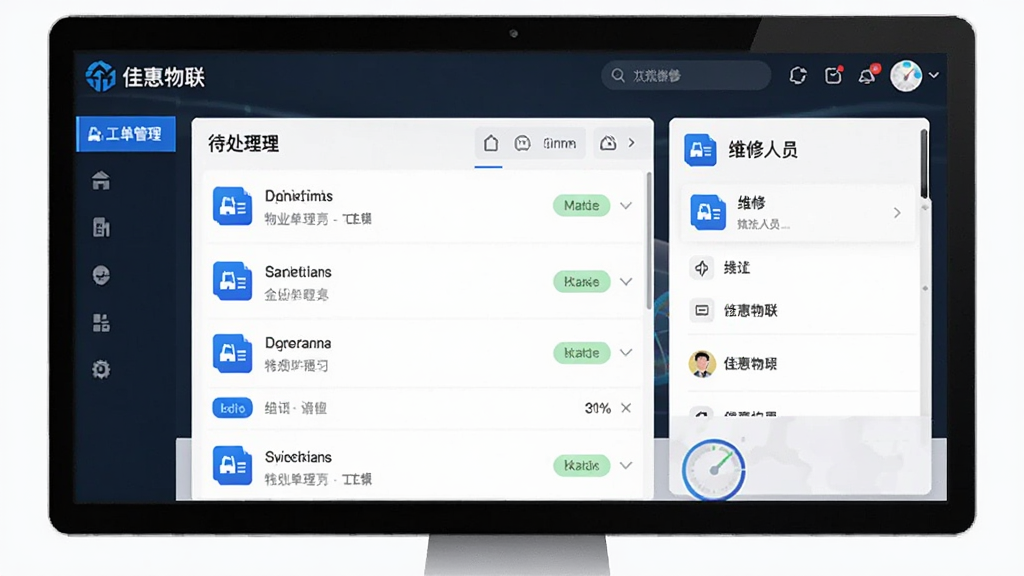 物业工单智能派发界面图,画面主体为