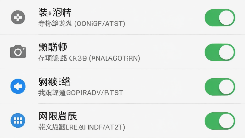 Deep装修设计AI手机端权限设置界面截图,显示存储、相机、网络等权限开关,其中存储与相机权限为开启状态,界面风格为安卓原生设置页,布局为列表式,细节包含权限图标与说明文字,画质高清,干净,无多余元素