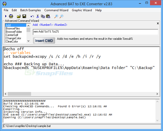 Advanced BAT to EXE Converter 生成的 EXE 文件运行效果