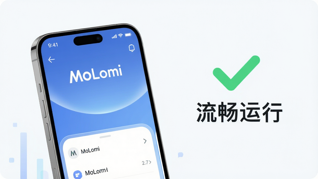 һ��չʾMoLomi���ֻ�������������ʾ��ͼ���������ֻ���Ļ��ʾMoLomi���棬�Ա�����ɫ�ĶԹ��͡��������С�������������࣬���Ƽ��У�ϸ�����������ʸɾ����޶���Ԫ��