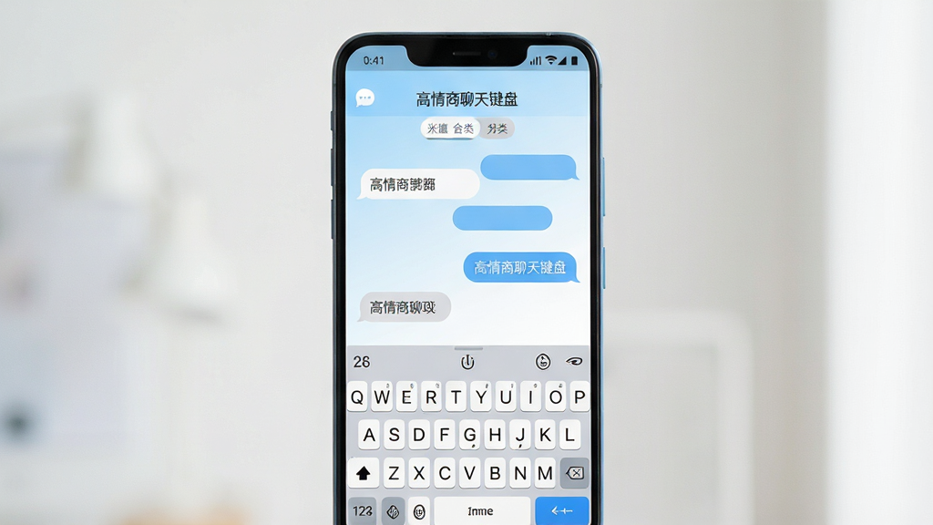 一张简洁明亮的手机屏幕展示图,画面中央是一部安卓手机,手机屏幕上显示着一款名为