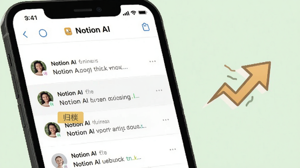 Notion AI �Ի����濨���Ż�ʾ��ͼ������չʾ�ֻ���Ļ�� Notion AI �Ի��б������ֶԻ������Ϊ�鵵���Ա����ٶ�������ͷͼ�꣬����Ϊ����ɫ�������ʾ�⣬���ʸɾ����޶���Ԫ��