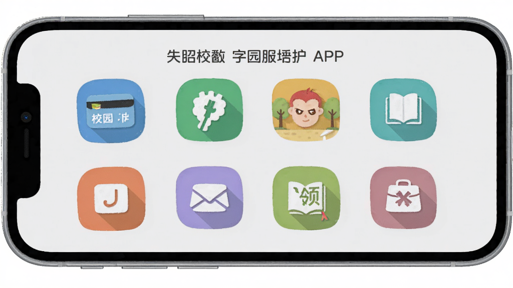 ��������רAPPУ԰���������棬�ֻ���Ļ��ʾУ԰�������ޡ�ͼ�顢ʧ�������ͼ���������У�ͼ��Ϊ��ɫ��ƽ����ƣ�����Ϊǳ��ɫ��������Բ�ǣ������������ɾ��޶���Ԫ��