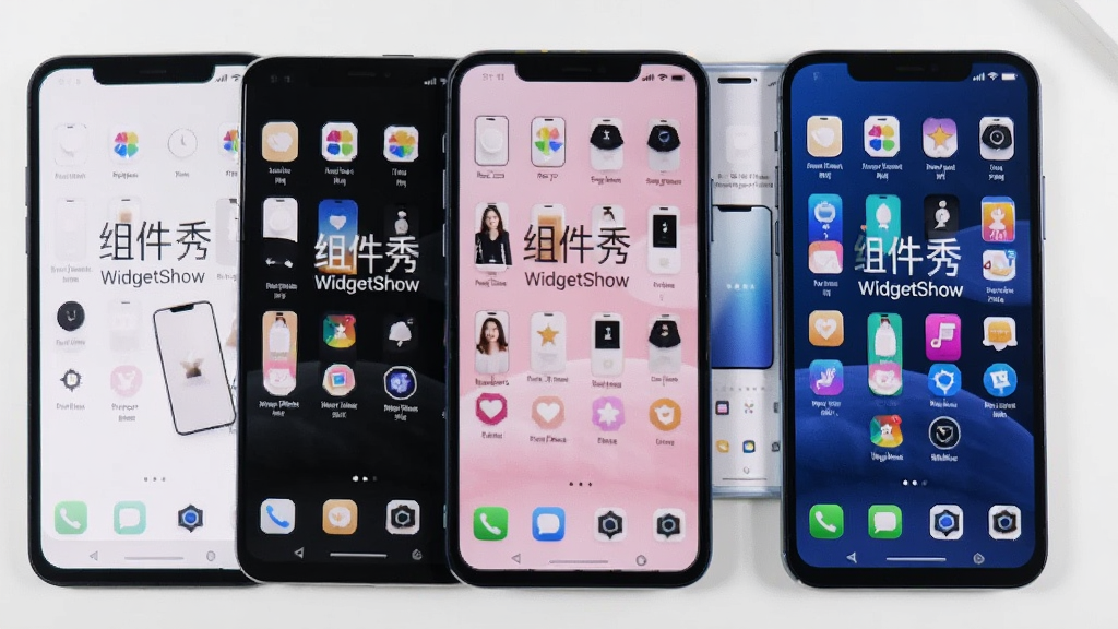 一张展示多部手机并排的图片,每部手机屏幕上都显示着