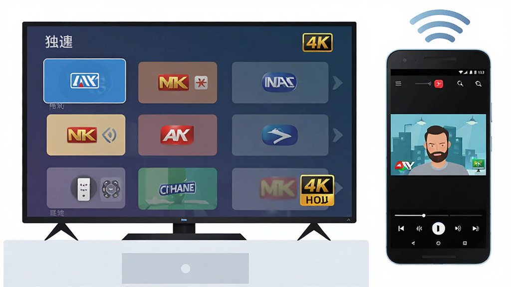 TV���Ӹ���ֱ������������չʾ������Ϊ�������ܵ��Ӻ�һ����׿�ֻ����Űڷţ�����Ϊ��������Ļ��ʾƵ���б��Ҳ��ֻ���Ļ��ʾ���Ż��棬�Ű���þ��жԳƹ�ͼ�����Ϊ�ִ��Ƽ��б�ƽ�廭��ϸ�ڰ���ң����ͼ�ꡢ�źŲ��ơ�Ƶ��̨�ꡢ���廭�ʱ�ʶ������Ϊ4K���塢�ɾ����޶���Ԫ��
