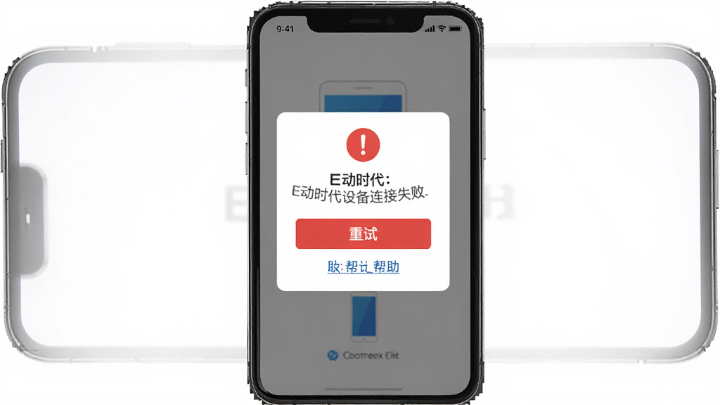 ����Ϊ�ֻ���Ļ��ʾE��ʱ���豸����ʧ����ʾҳ�棬����Ϊ�ֻ����У��Ű�Ϊ���е�����ʽ�����Ϊ��ƽ����ƣ�ϸ�ڰ�����ɫ��̾��ͼ�ꡢ���԰�ť���������ӡ��豸ͼ�꣬���ʸ��壬�ɾ����޶���Ԫ��