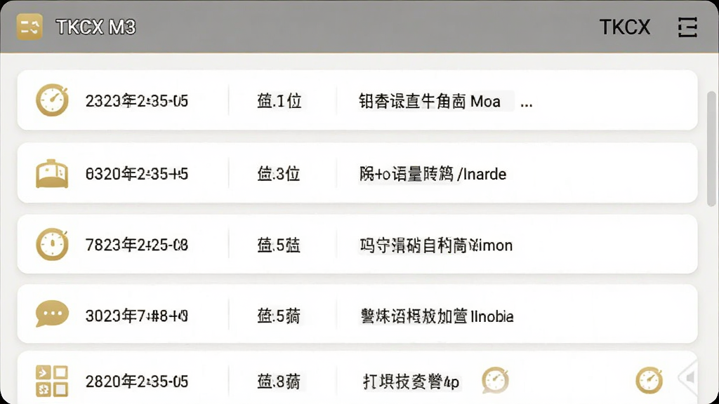 TKCX M3��������ʷ��¼�б����棬��Ļ����ʾ��������Ĳ�����¼��ÿ����¼�������ڡ���λ�ǶȺͼ�̱�ע���֣�������ÿ�Ƭʽ���֣�ǳɫ���������ɫͼ���׺���������ˬ�����ʸ��壬�޶���Ԫ��