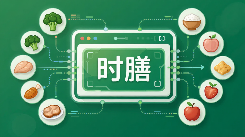 一张AI生成的概念图,画面主体是一个悬浮在空中的智能膳食计划面板,面板上显示