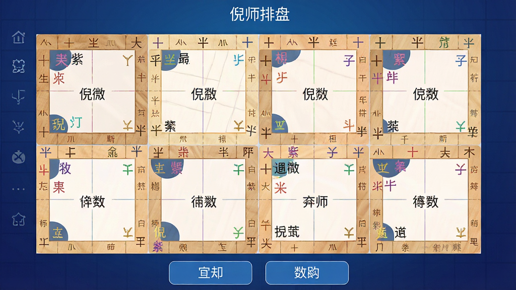 一张手机应用界面截图,画面中央展示倪师排盘App的紫微斗数命盘页面,十二宫格布局清晰,星曜名称以中文标注,背景为深蓝色渐变,界面风格简洁专业,顶部有“倪师排盘”字样,底部有功能按钮,整体画质清晰干净,无多余装饰元素