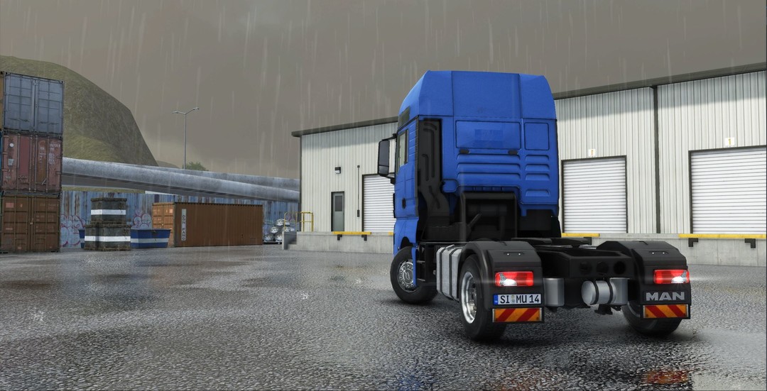 卡车物流模拟器汉化版(Truck Cargo Simulator)雨天驾驶和货物运输画面
