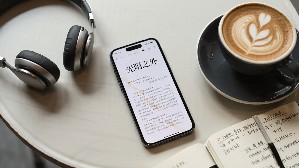 一部智能手机放在咖啡桌上,屏幕显示