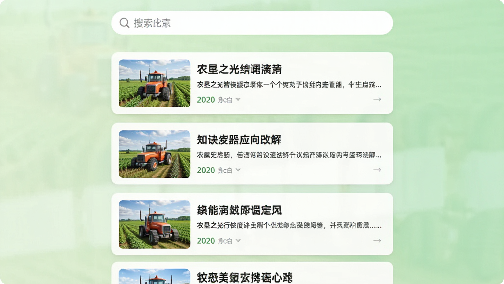 ������չʾũ��֮����Ѷ�б�ҳ�棬�������ſ�Ƭ�������У�ÿ����Ƭ��������ͼ����⣬�����������򣬱���Ϊǳ��ɫ���䣬���������ϸ�����������ʸɾ����޶���Ԫ��