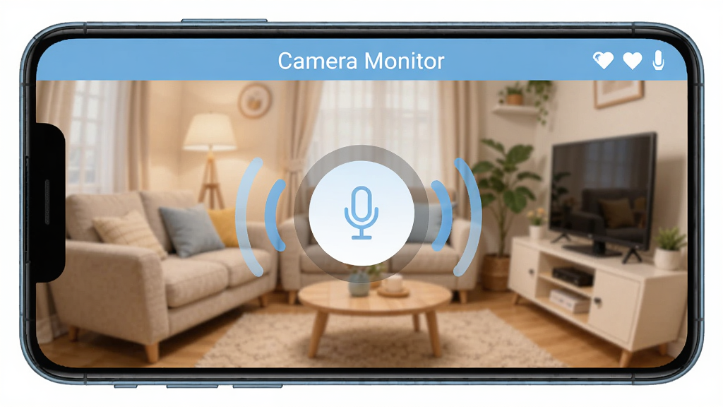һ����׿�ֻ���ʾ Camera Monitor �������Խ����棬����������һ����Ŀ����˷簴ť����Χ������������ɢ��������������ܰ�Ŀ�����ػ��棬�������Ѻ����У�ɫ����ů��������Ϊ��������ɾ������廭�ʣ��޶���Ԫ��