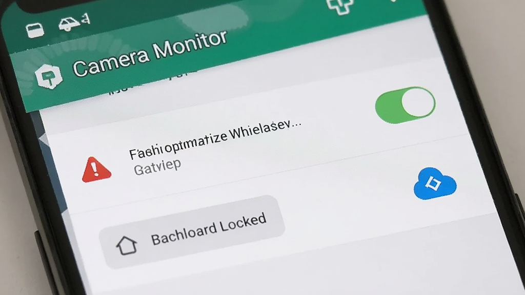 һ����׿�ֻ���ʾ Camera Monitor �ĺ�̨���ý��棬�������е���Ż��������������̨������ť���Ա��к�ɫ��ʾͼ������ɫ�Ż�ͼ�꣬�����Ǽ������ò˵���������ñ�ƽ����ƣ�ɫ���԰�ɫ��ǳ��Ϊ��������ɾ������廭�ʣ��޶�������
