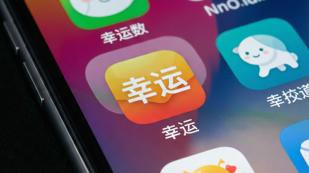 一张展示幸运APP在手机桌面快捷方式的图片,画面主体为手机主屏幕,屏幕内显示“幸运”软件图标位于桌面显眼位置,图标下方有软件名称文字,布局为桌面网格排列,风格为现代手机UI风格,细节上图标设计简洁有辨识度,背景为手机壁纸,画质高清,干净,无多余元素