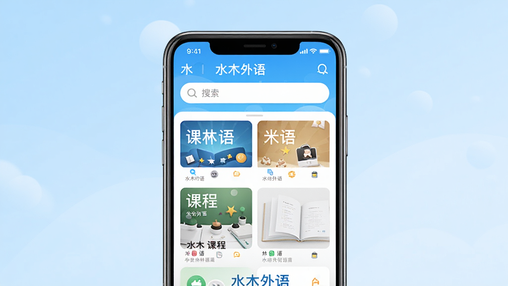 ˮľ����APP������չʾ������������һ�������ֻ�����Ļ��ʾˮľ����Ӧ����ҳ�����������ֿγ��б���������������Ϊǳ��ɫ���䣬������¼�Լ���������࣬ϸ�����������ʸ���ɾ����޶���Ԫ��
