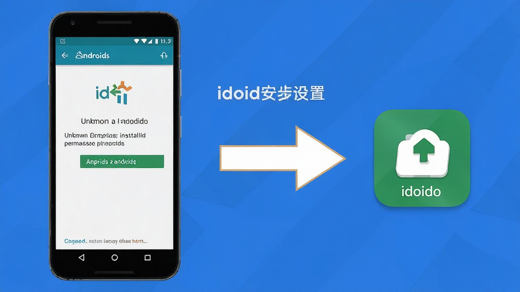 һ��չʾidoido��װ���ò����ʾ��ͼ���������ֻ���Ļ��ʾ��׿ϵͳ��δ֪��Դ��װȨ�޿������棬�Ա��м�ͷָ��idoido��װ���ͼ�꣬���̳��࣬��ɫ������ϸ����ȷ�����ʸɾ����޶���Ԫ��