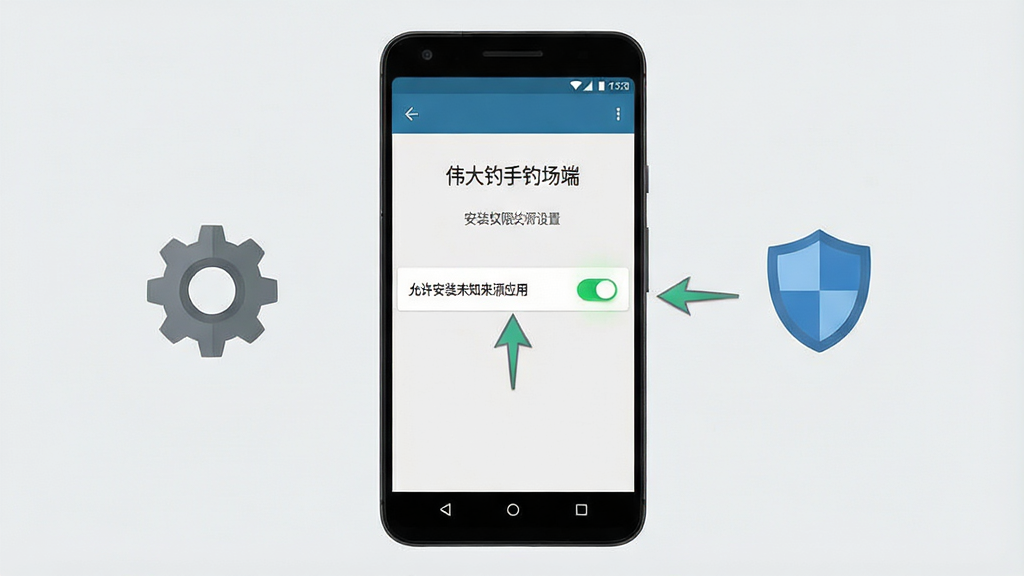 一张手机操作教程示意图,画面主体为一部安卓手机,屏幕上显示